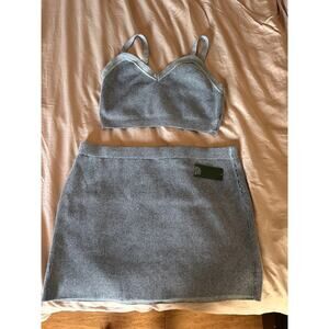 Wild Fable Grey Ribbed Knit Matching Set Crop Tank & Mini Skirt (NWT) Sz XL